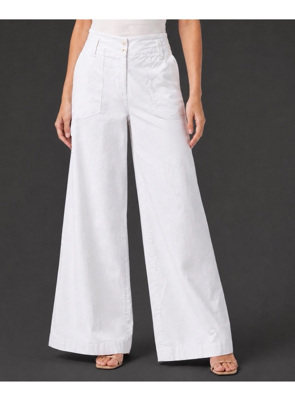 Maeve Anthropologie The Naomi Linen Blend Wide Leg Flare Pants White Size 0